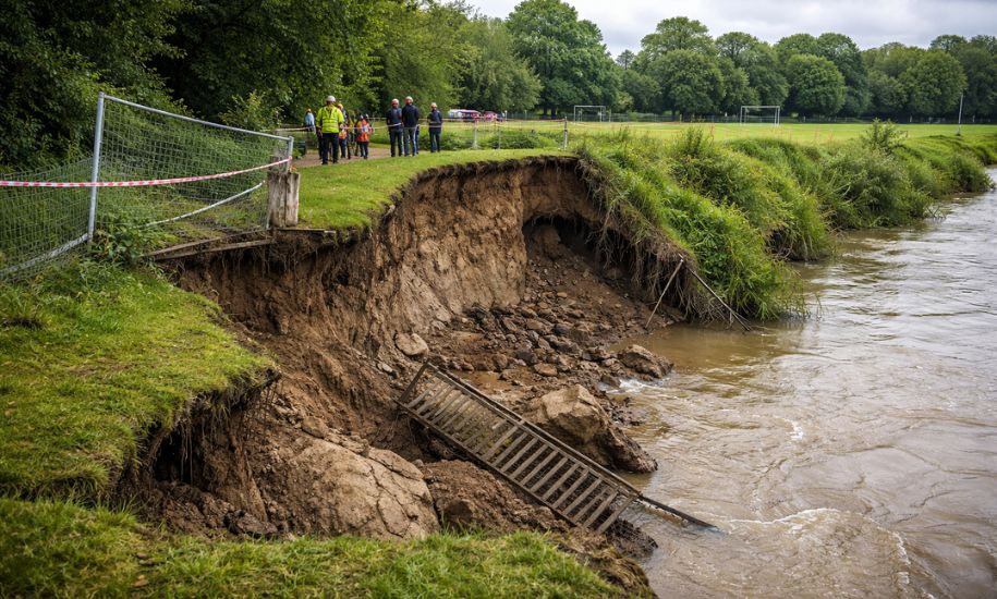 riverbank collapse iford playing fields