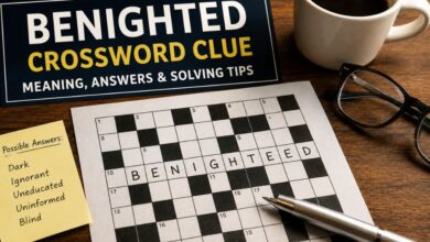 benighted crossword clue