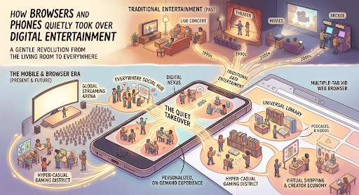 How Browsers and Phones Quietly Took Over Digital Entertainment